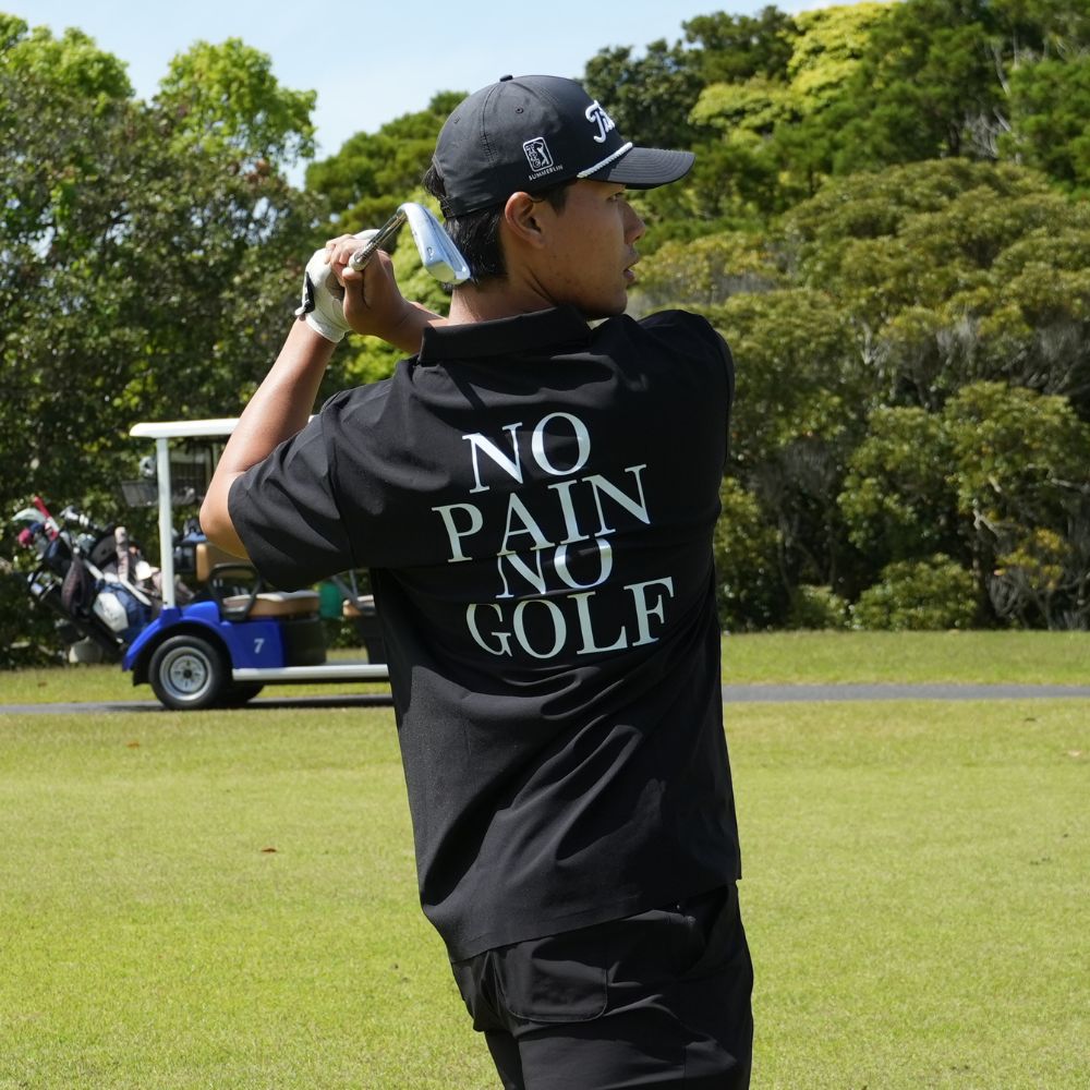 No pain No golf logo polo shirts