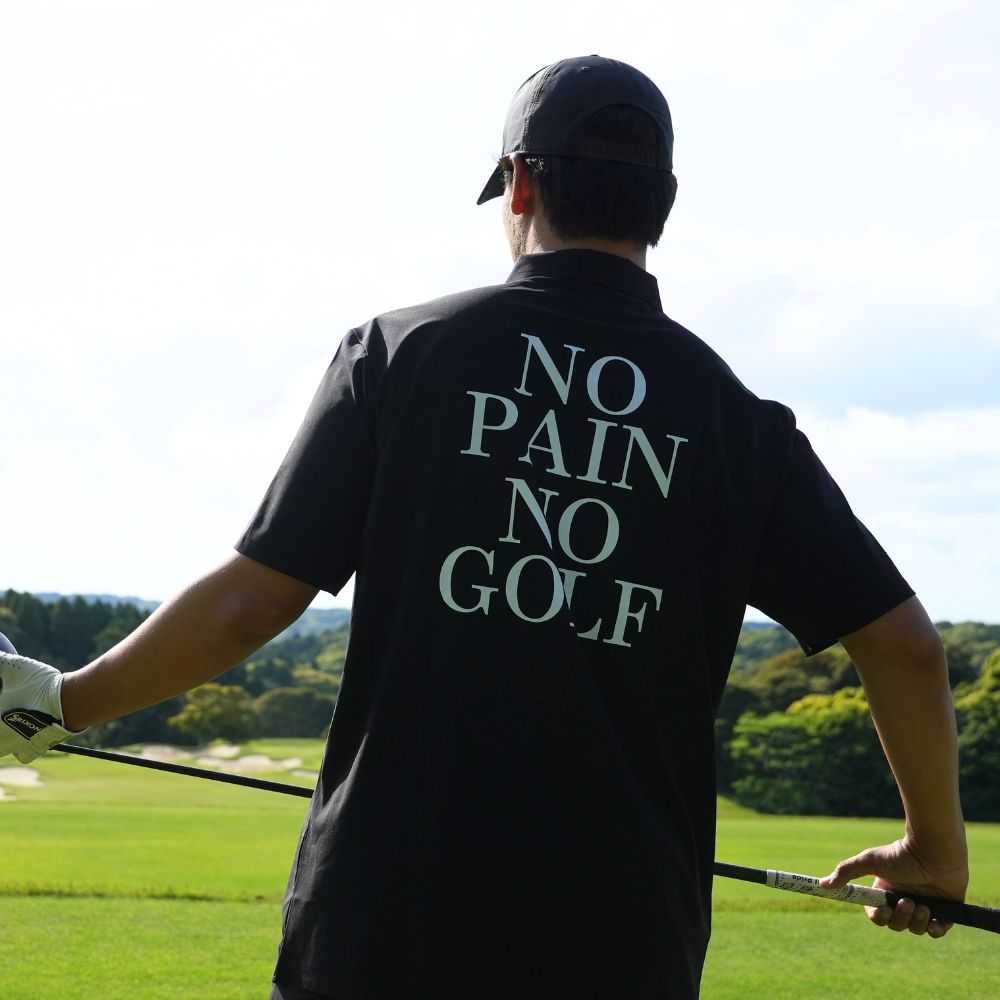 No pain No golf logo polo shirts