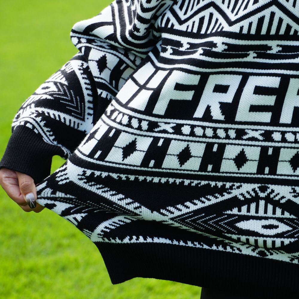 Freaks All Over Pattern Knit Sweatshirt
