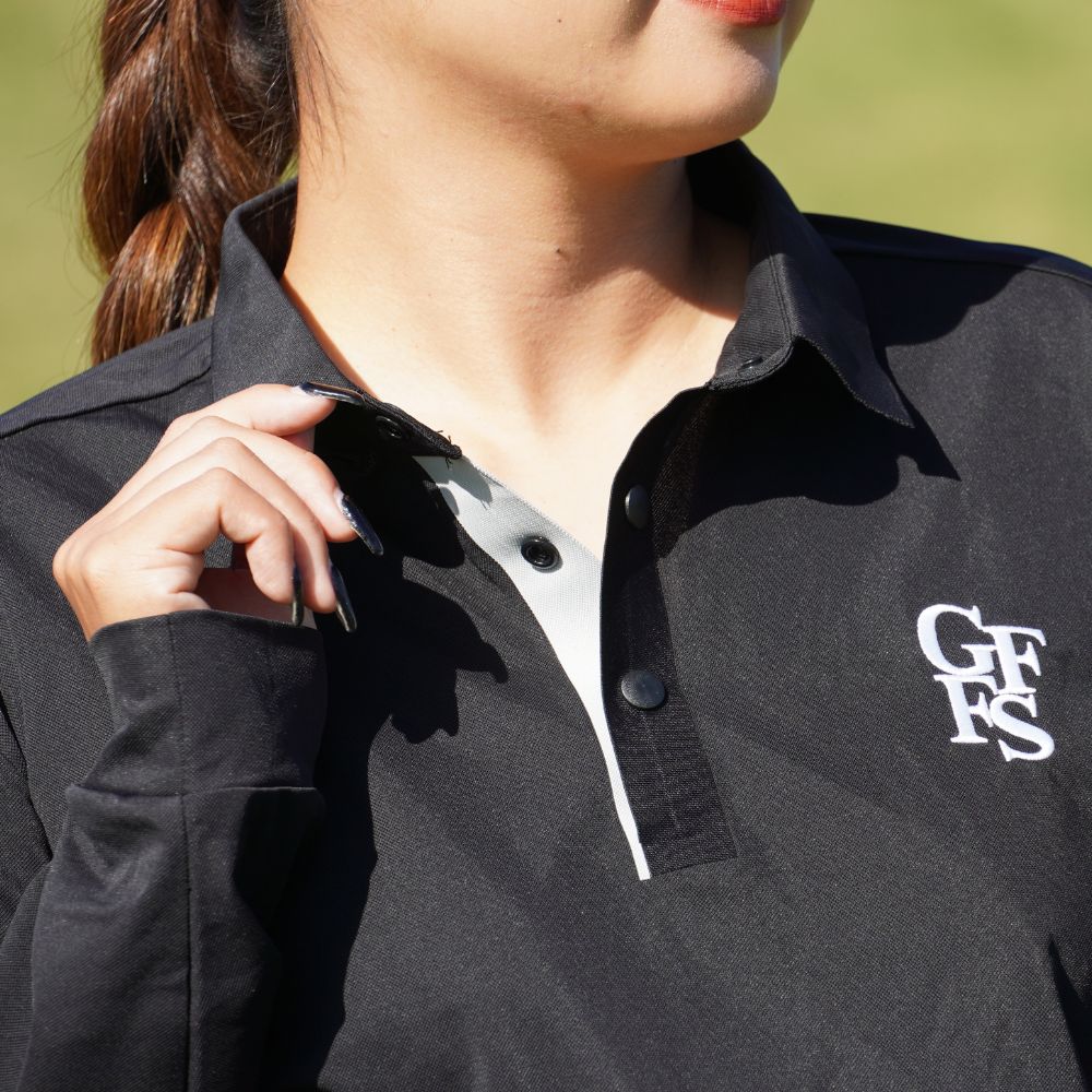 Snap button logo long sleeve polo shirts