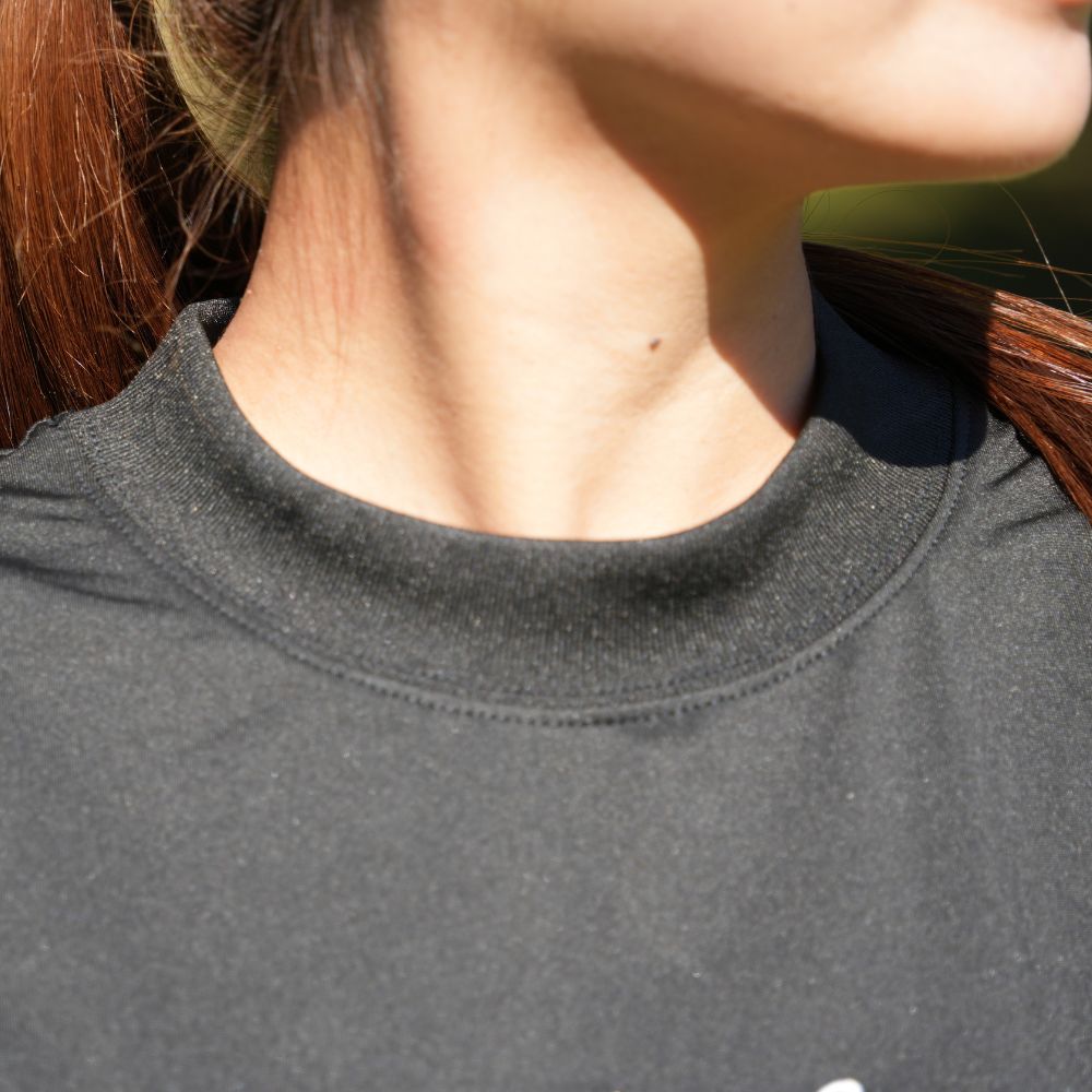 Back print mock neck long sleeve shirts