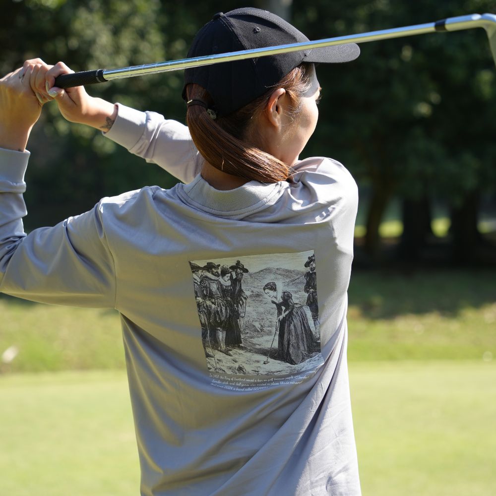 Back print mock neck long sleeve shirts