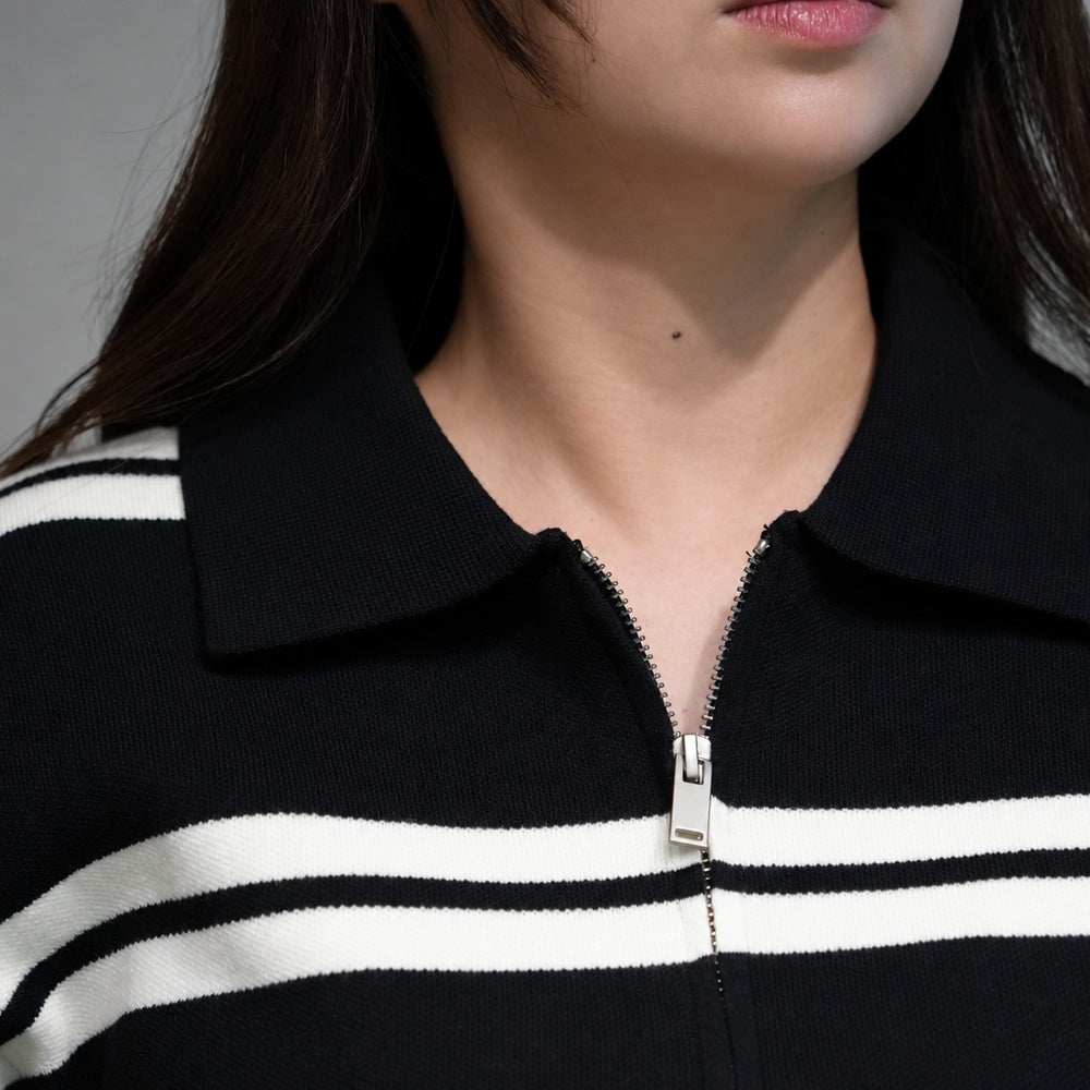 STRIPE HALF ZIP KNIT SHIRTS