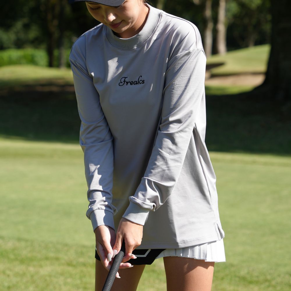 Back print mock neck long sleeve shirts