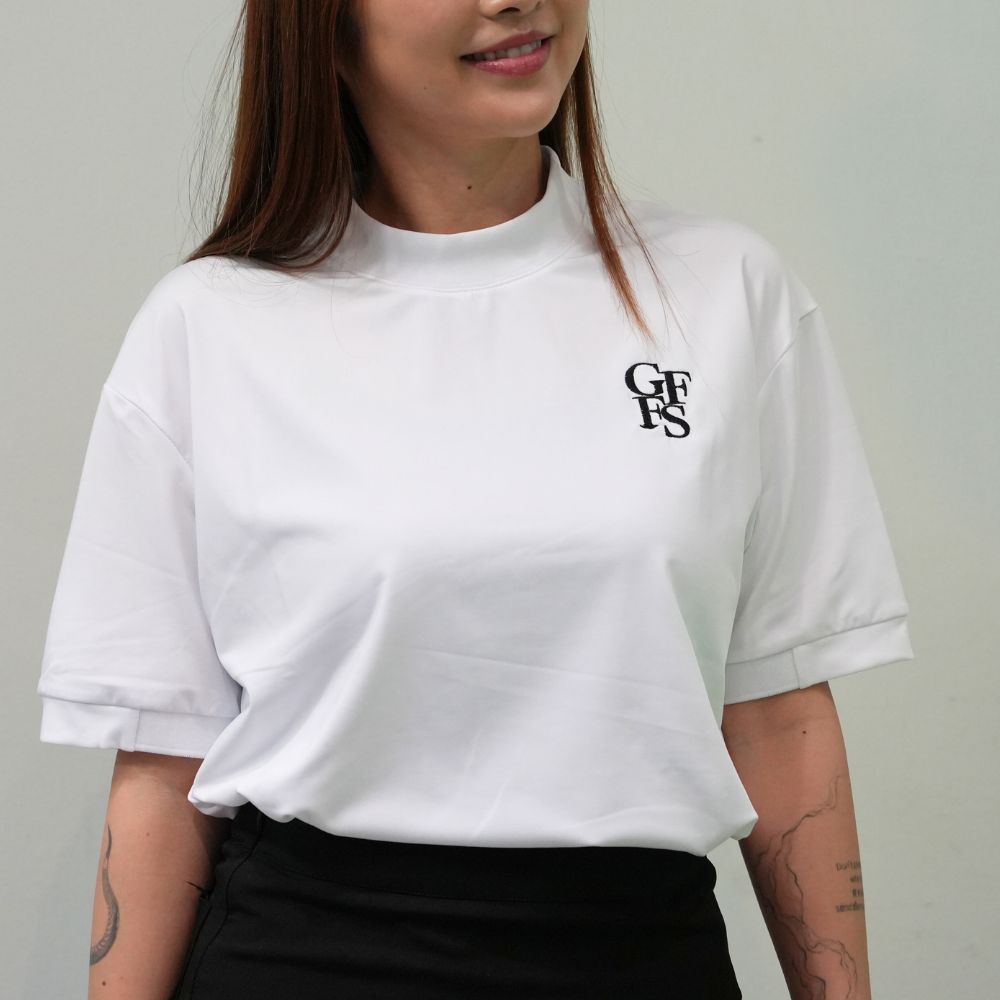 DRUG Back Print mock neck shirts