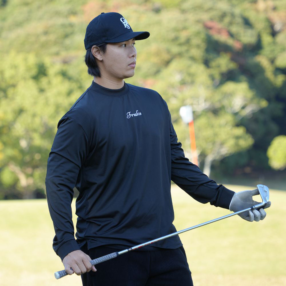 Back print mock neck long sleeve shirts