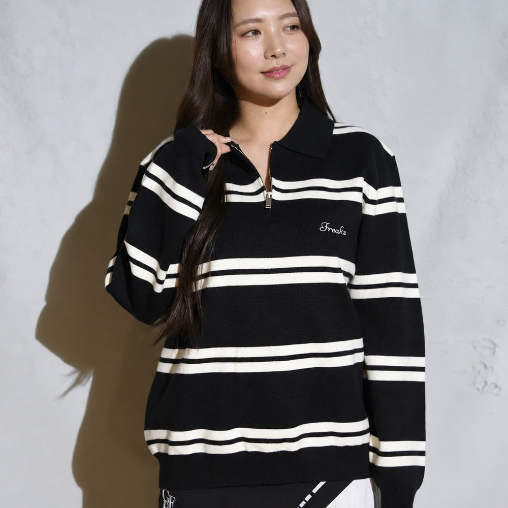 STRIPE HALF ZIP KNIT SHIRTS