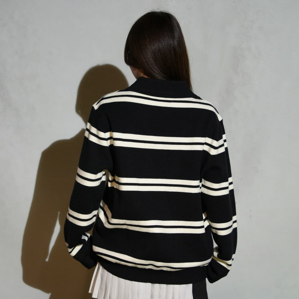 STRIPE HALF ZIP KNIT SHIRTS
