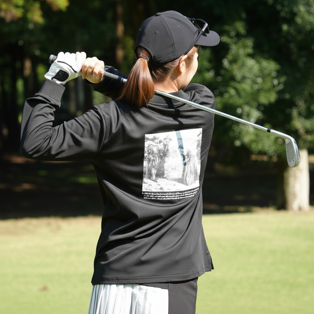 Back print mock neck long sleeve shirts