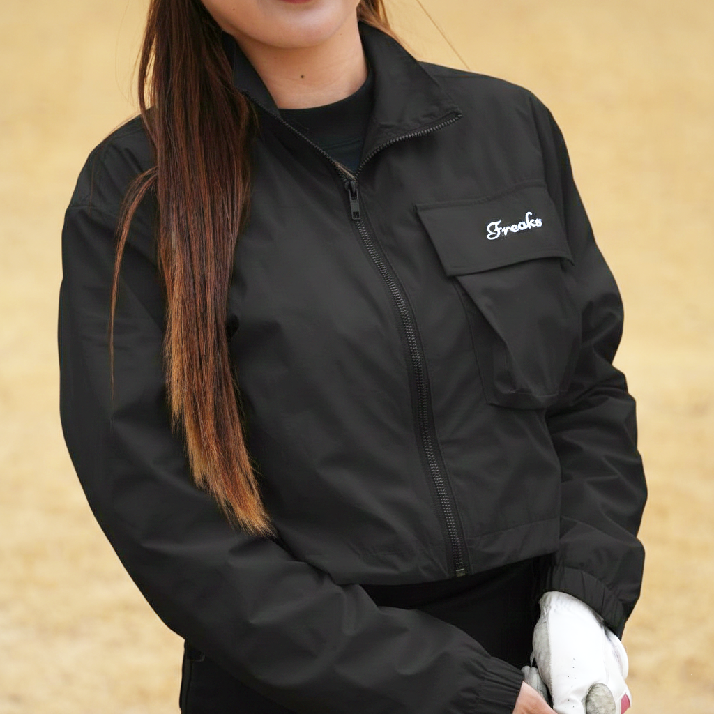 UV Cut Cropped Logo Track Jacket