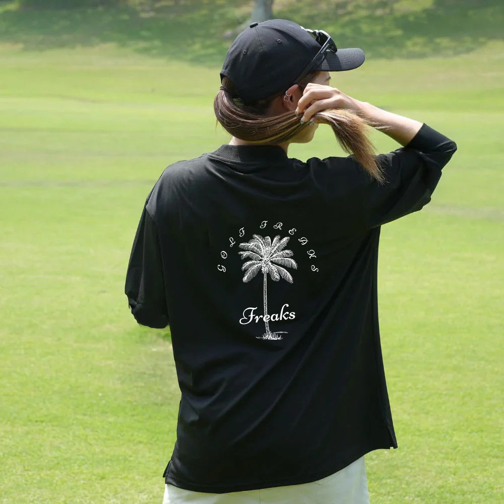 Sweat-proof Palm Tree Mockneck Shirts