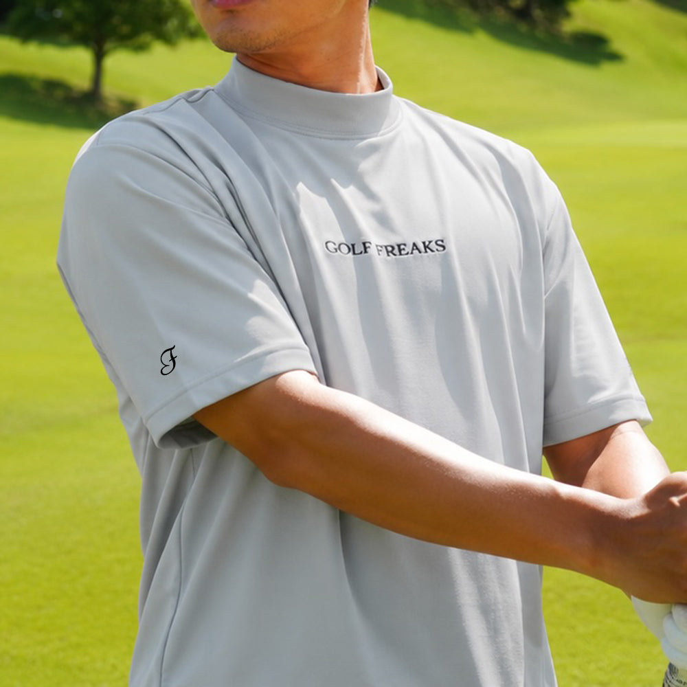 Sweat-proof Front Logo Mockneck Shirts