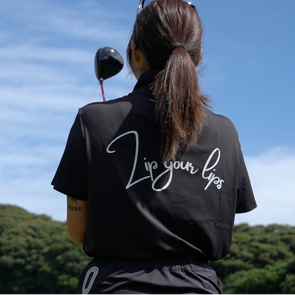 ゴルフフリークス】Zip your lips back logo polo shirts(ジップユア